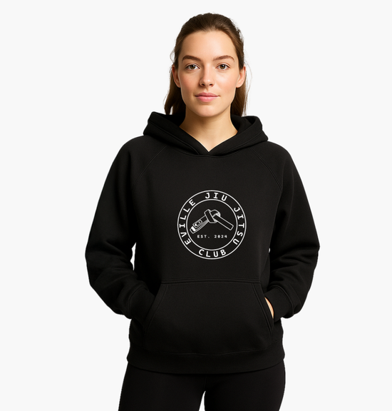 Black Hoodie White Eville Jiu Jitsu Club