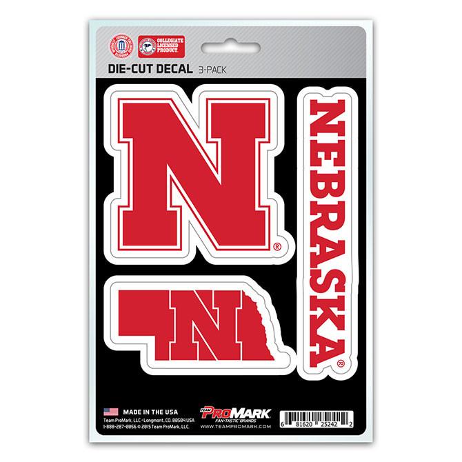 Nebraska Huskers Die Cut Team Decals 3pk