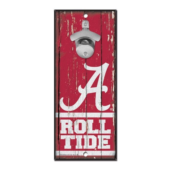 Alabama Crimson Tide Wood Bottle Opener 5x11"