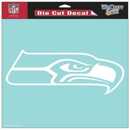 Seattle Seahawks White Perfect Cut Decal 8x8"