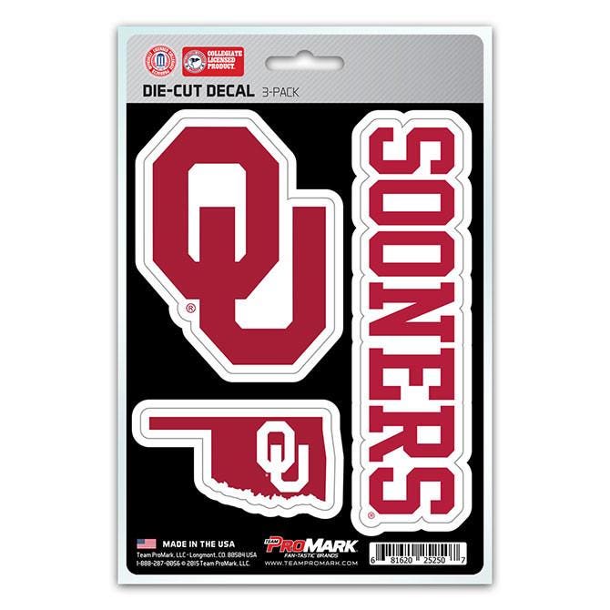Oklahoma Sooners Die Cut Team Decals 3pk