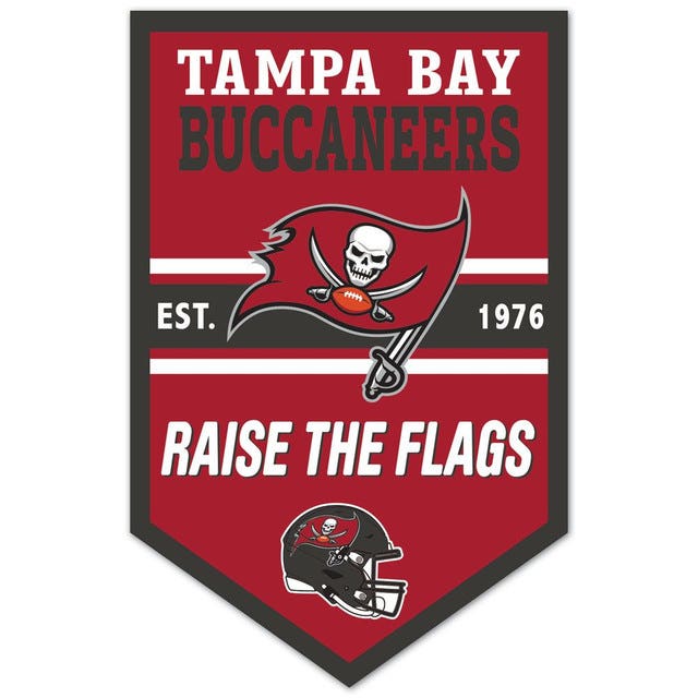 Tampa Bay Buccaneers Chevron Wood Banner Sign 11x17"
