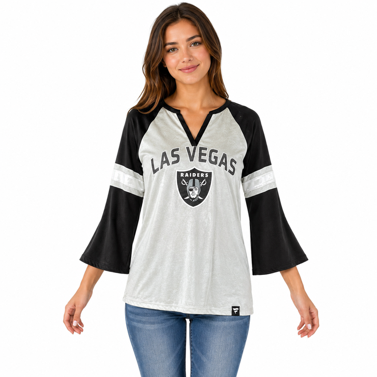 Las Vegas Raiders Grey/Black Ladies Long Sleeve Shirt