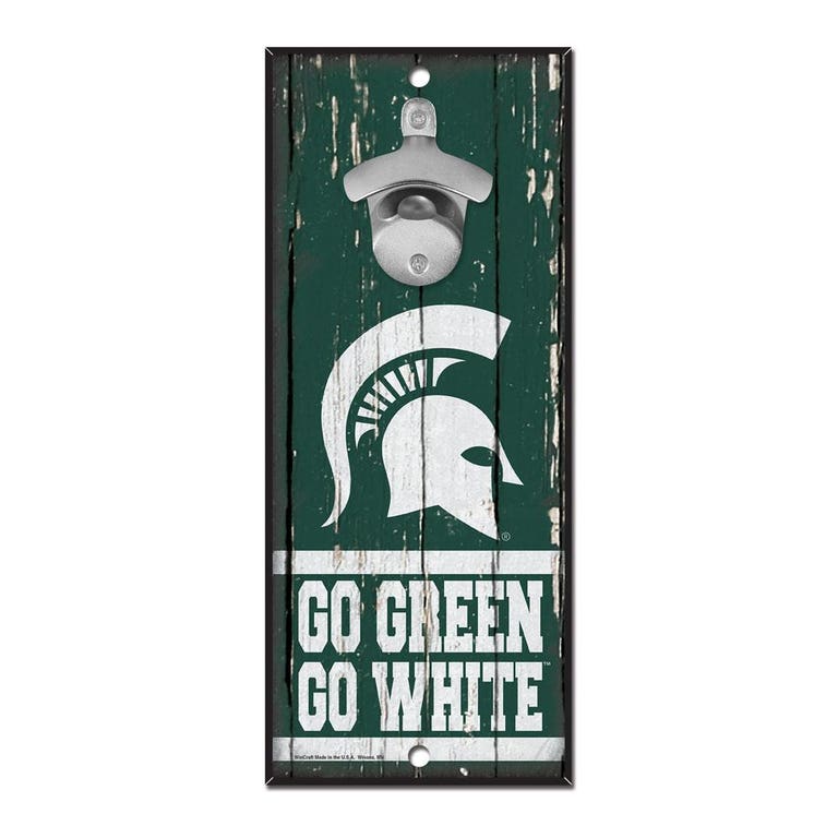 Michigan State Spartans Wood Bottle Opener 5x11"
