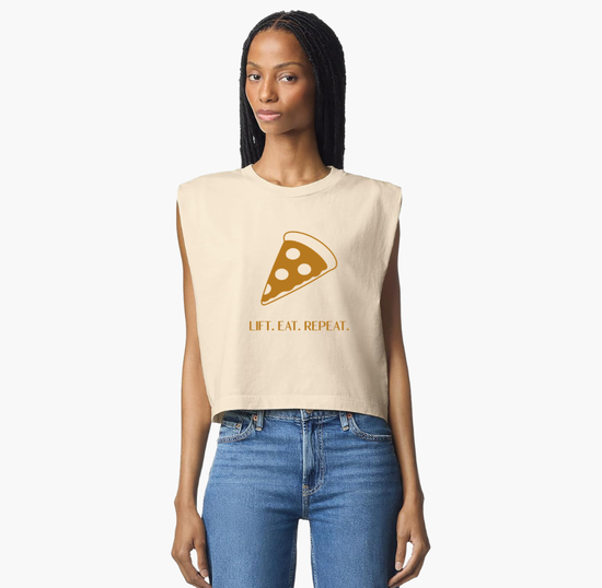 Cream Muscle Tee Lift Eat Repeat
