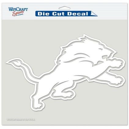 Detroit Lions White Perfect Cut Decal 8x8"