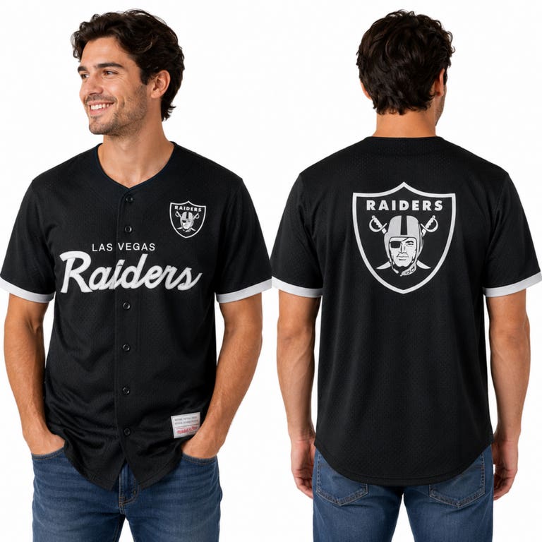 Las Vegas Raiders Embroidered Mitchell and Ness Baseball Jersey