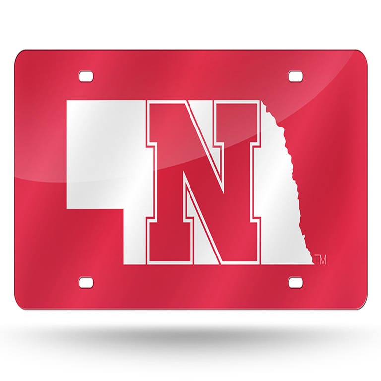 Nebraska Huskers Red Laser Cut License Plate