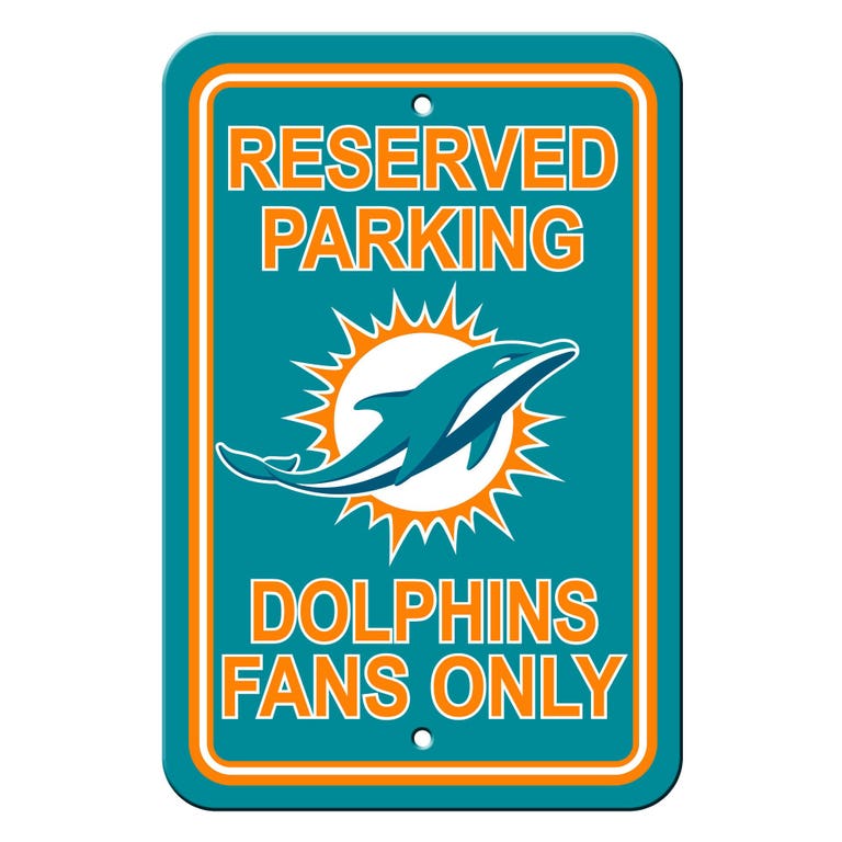 Miami Dolphins Sign Reserved Parking Sign 12x18"