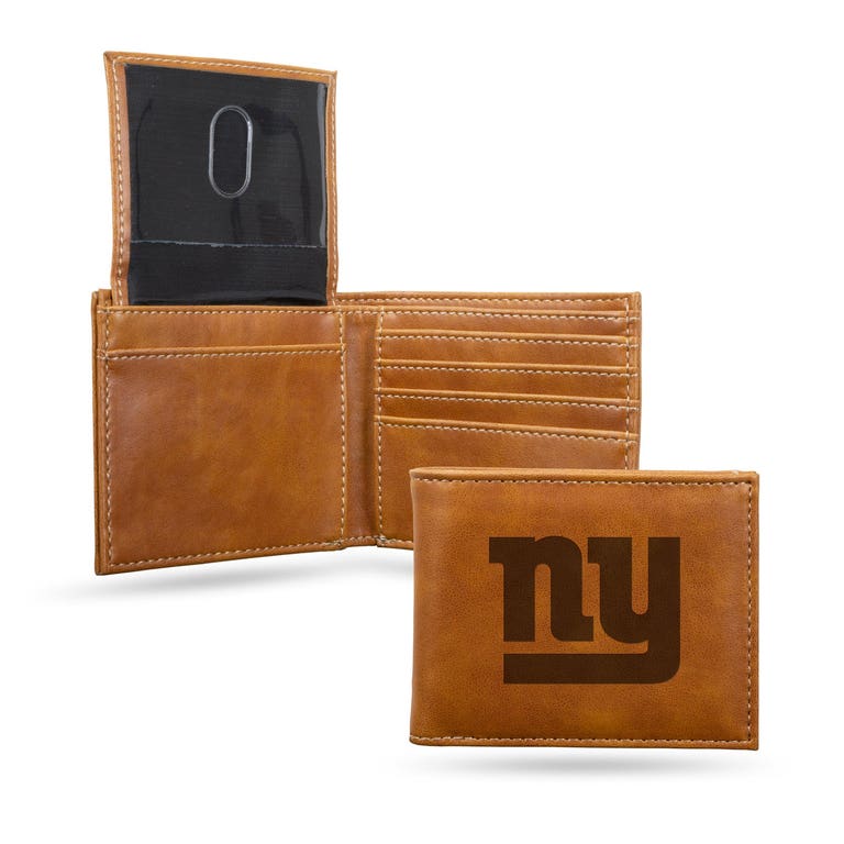New York Giants Laser Engraved Billfold Leather Wallet