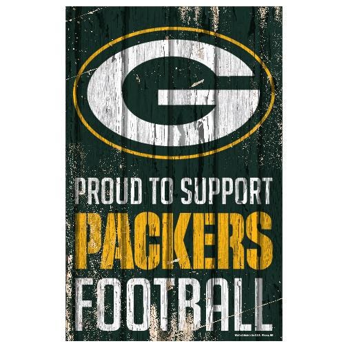 Green Bay Packers Proud to Support Wooden Sign 11x17"
