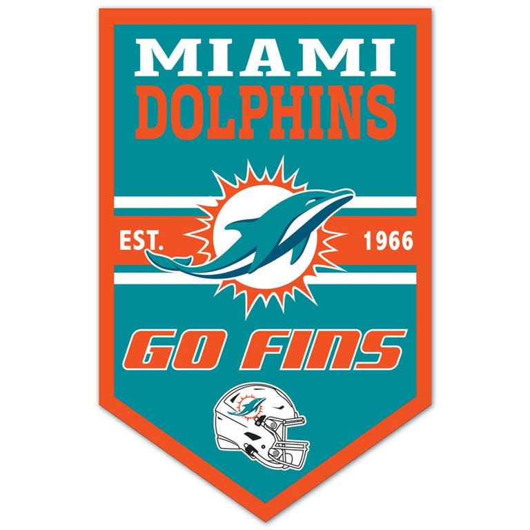 Miami Dolphins Chevron Wood Banner Sign 11x17"