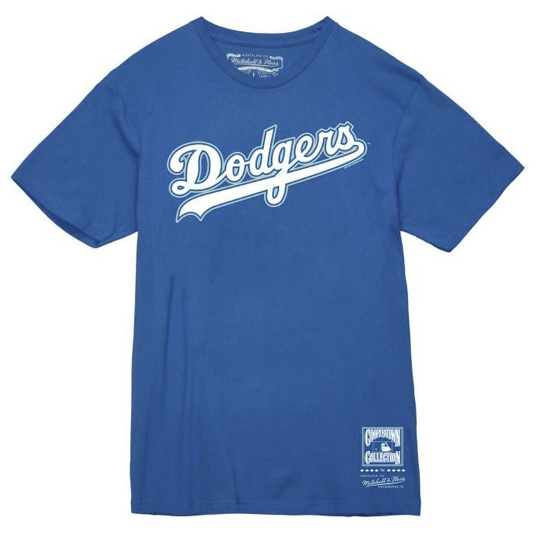 Los Angeles Dodgers Royal Retro Wordmark Mitchell and Ness Shirt