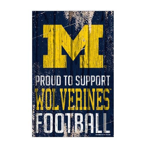 Michigan Wolverines Proud to Support Wooden Sign 11x17"