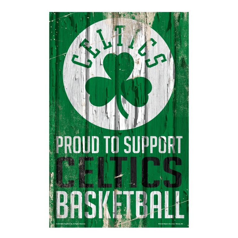 Boston Celtics Proud to Support Wooden Sign 11x17"