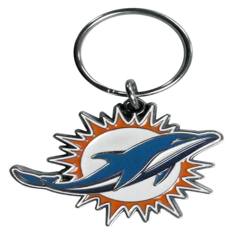 Miami Dolphins Chrome Cut Logo Keychain