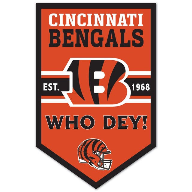 Cincinnati Bengals Chevron Wood Banner Sign 11x17"