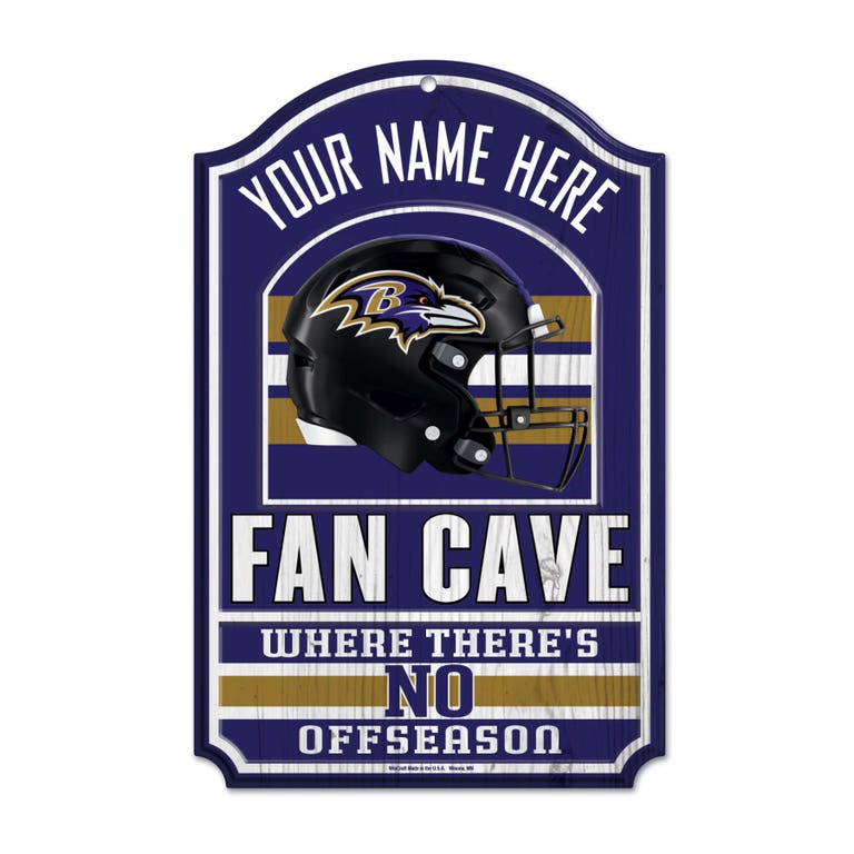 Baltimore Ravens Wood Fan Cave Sign 11x17"
