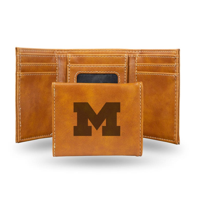 Michigan Wolverines Laser Engraved Trifold Leather Wallet