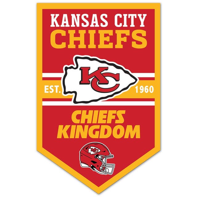 Kansas City Chiefs Chevron Wood Banner Sign 11x17"
