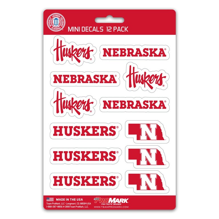 Nebraska Huskers Mini Decals 12pk Set