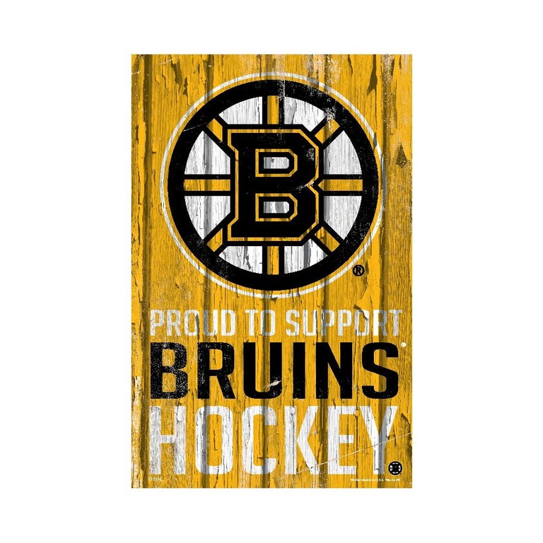 Boston Bruins Proud to Support Wooden Sign 11x17"