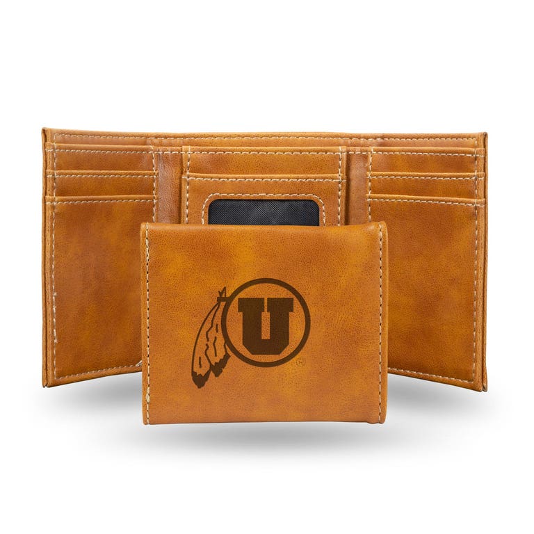 Utah Utes Laser Engraved Trifold Leather Wallet