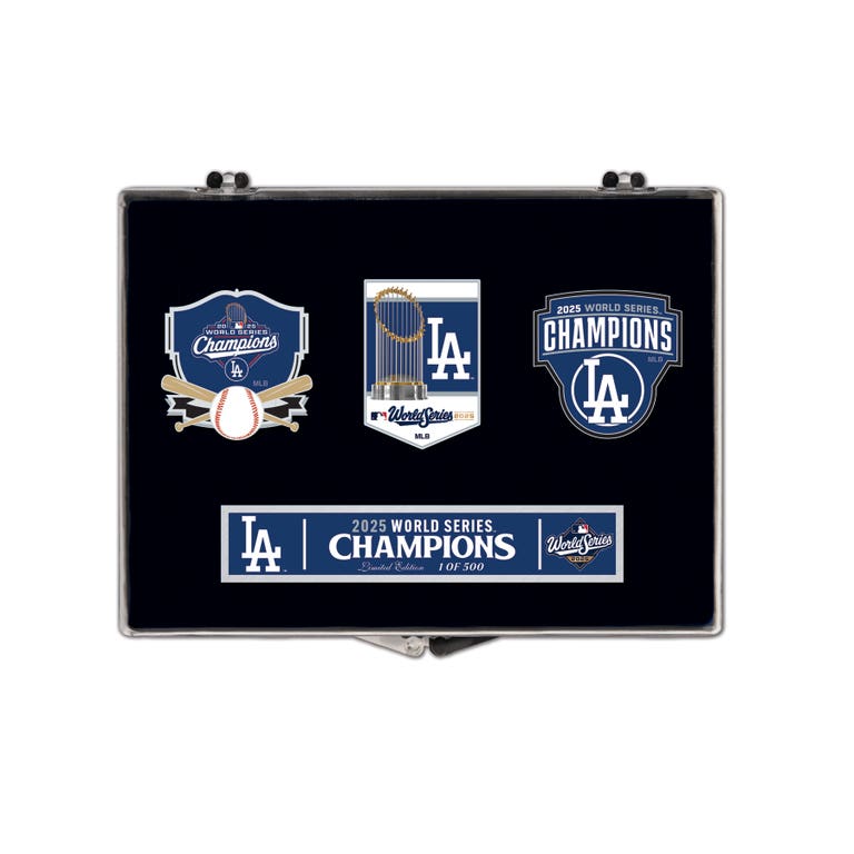 Los Angeles Dodgers 2025 World Series Champions 3 Piece Trading Pin Set