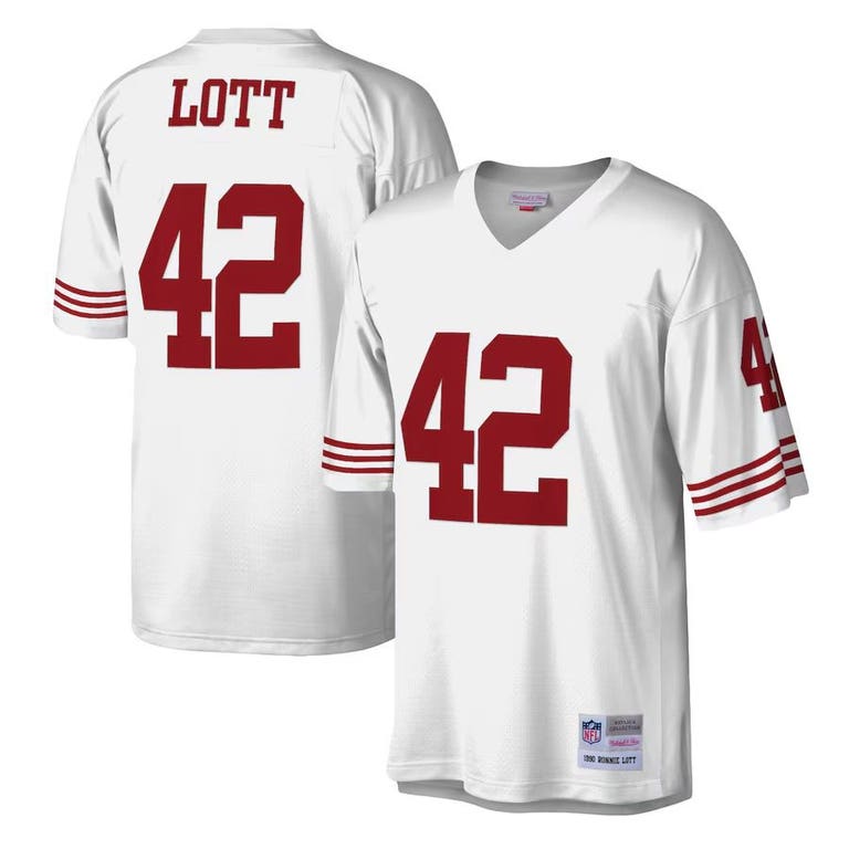 San Francisco 49ers 1990 Ronnie Lott White Mitchell and Ness Jersey