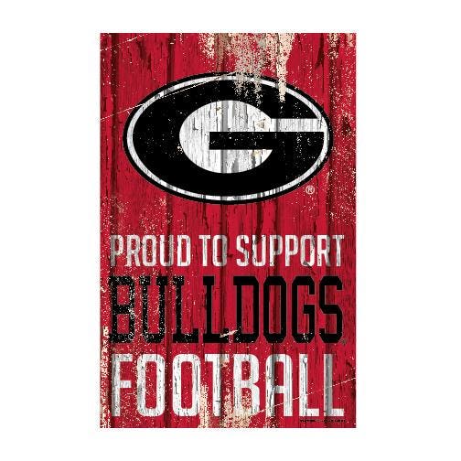 Georgia Bulldogs Proud to Support Wooden Sign 11x17"