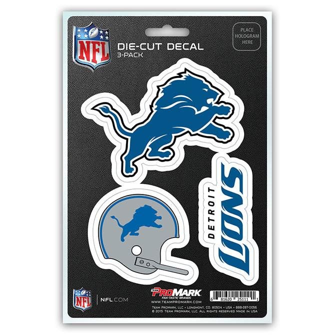 Detroit Lions Die Cut Team Decals 3pk