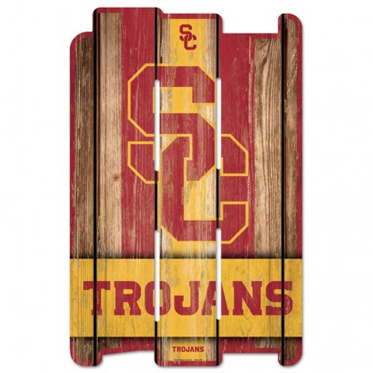 USC Trojans Wood Fence Plank Sign 11x17"
