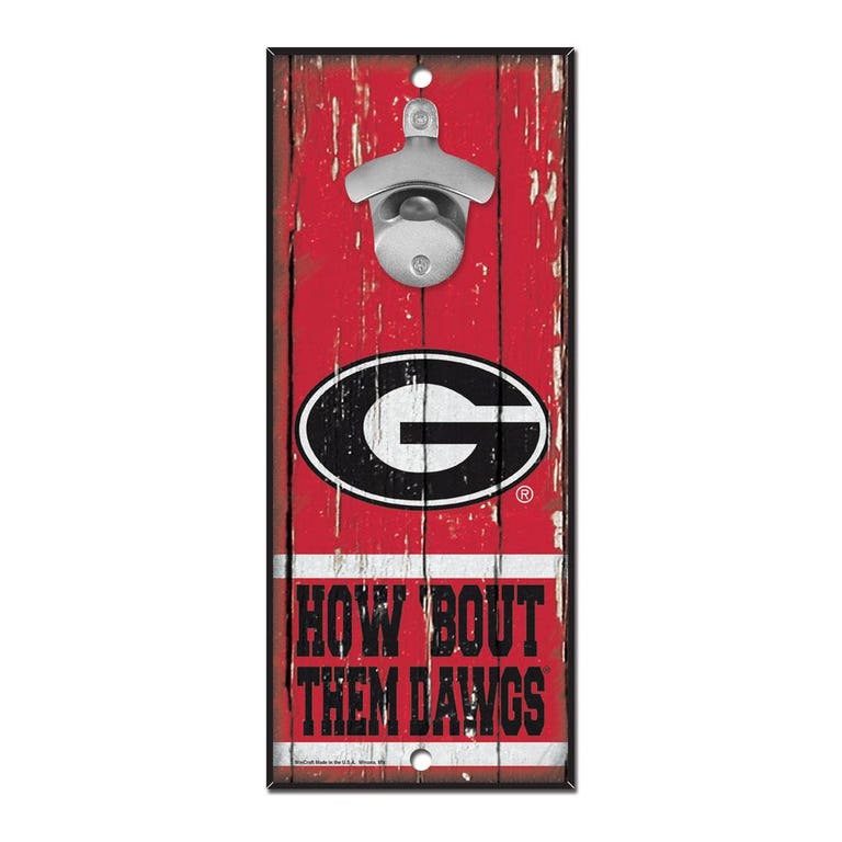 Georgia Bulldogs Wood Bottle Opener 5x11"